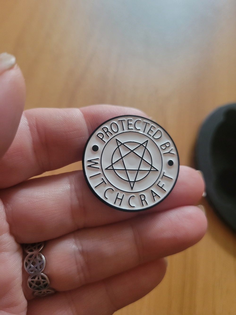 👻BUY 1 GET 1 FREE👻 Protected by Witchcraft Enamel Brooch — Black and White